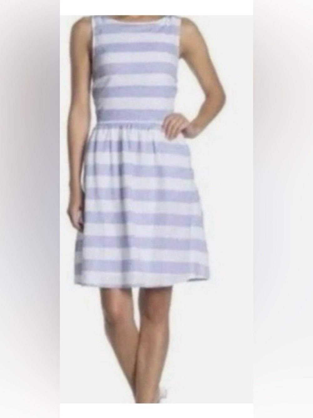 beachlunchlounge Blue and White Striped Midi Dress